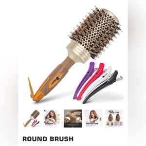 FAGACI round brush 53MM with 4 colorful clips. NEW IN BOX